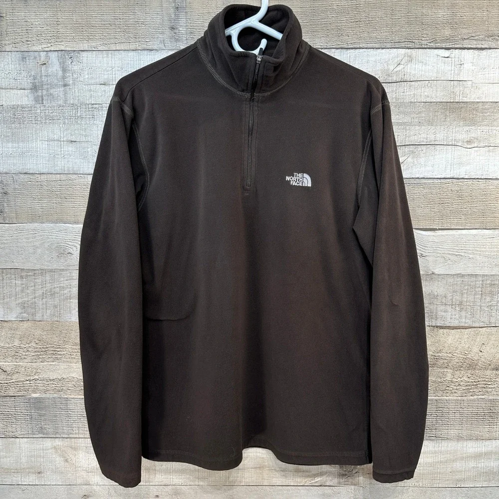 The North Face Mens M Fleece 1/4 Zip Long Sleeve Brown Lightweight‎ Pullover